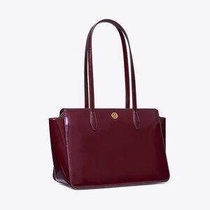 Tory Burch small Robinson Spazzolato tote bag in Beetle Berry